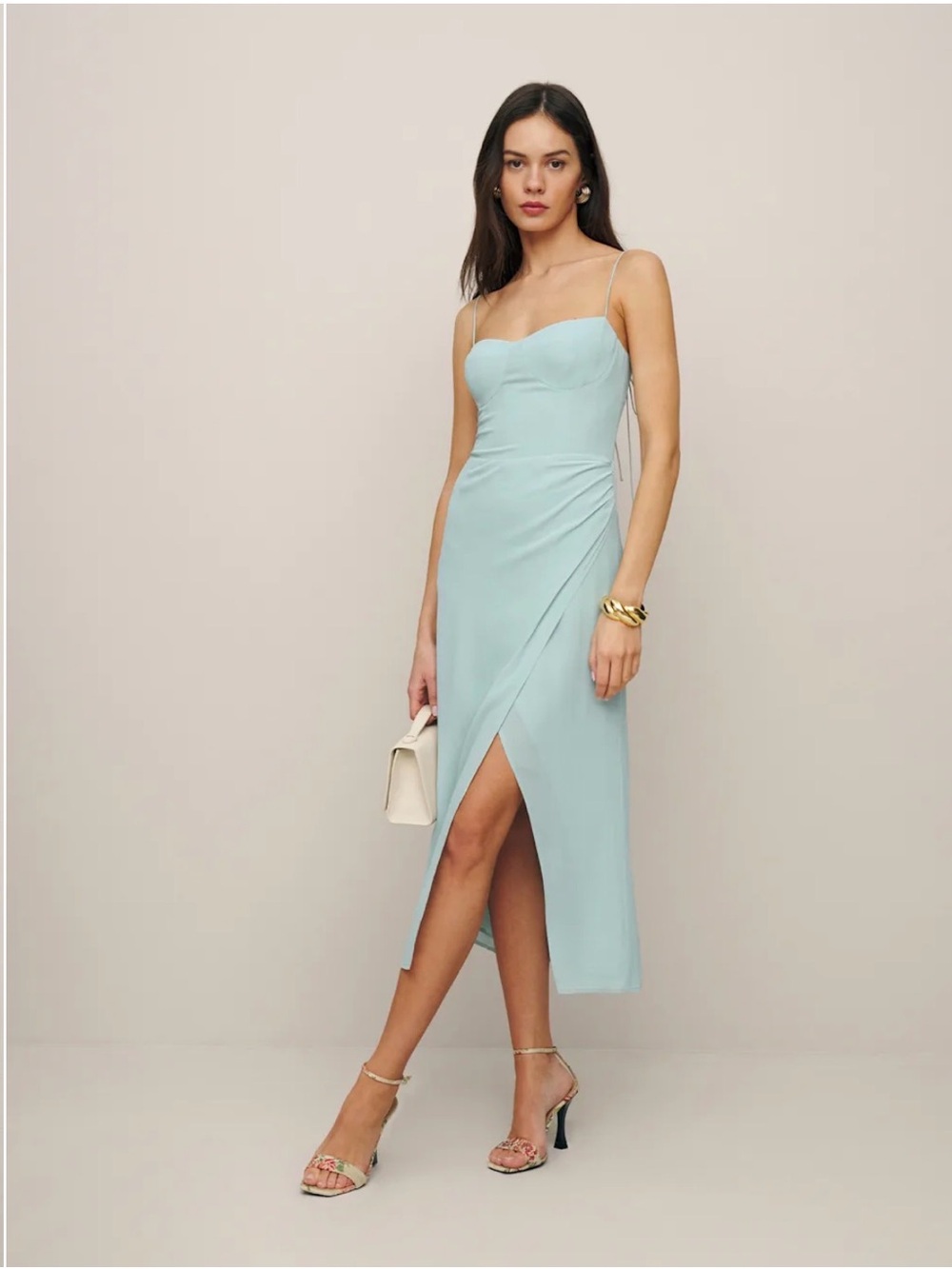 Reformation Kourtney Midi Dress in Aquamarine (Like New)